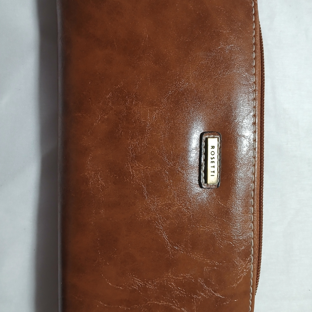 Rosetti Cognac Brown Zip-Around Leather Wallet